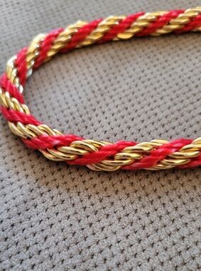 Vintage Gold and Red Braided Rope Necklace - Women Jewelry